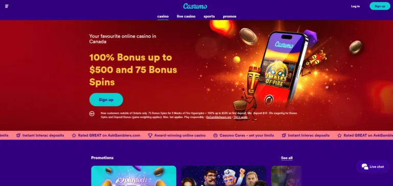 casumo casino screen