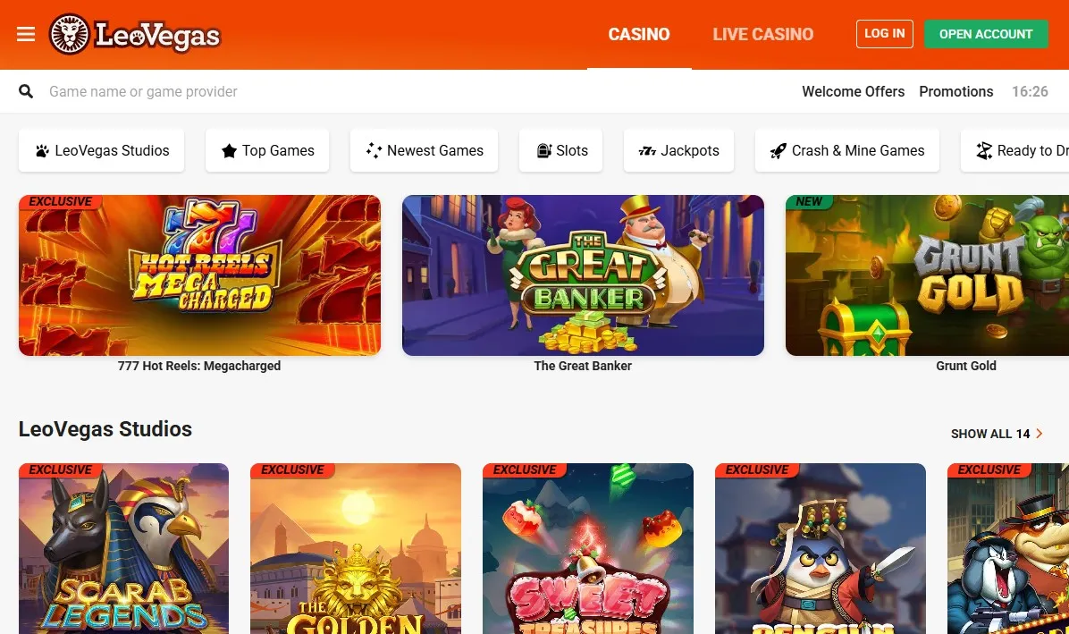 leovegas casino screen